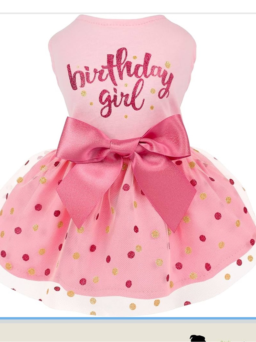 Fitwarm Birthday Girl Dog Tulle Dress, Dog Clothes for Small Dogs size M